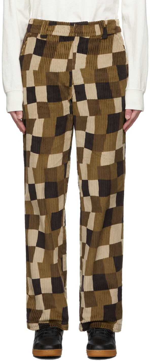 Stüssy Brown Wobbly Check Trousers Stussy