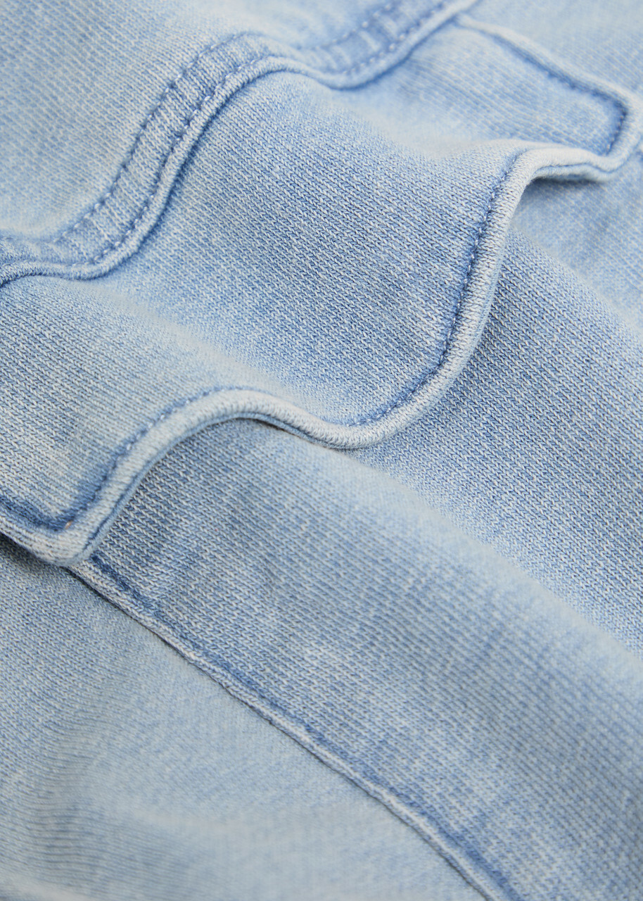 Good American Jeanius Cropped Denim Jacket Light Blue