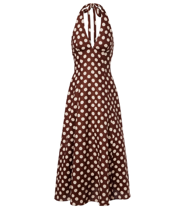Faithfull Marais halterneck linen midi dress Faithfull Faithfull Marais halterneck linen midi dress Faithfull