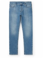 Brunello Cucinelli - Slim-Fit Straight-Leg Logo-Embroidered Jeans - Blue