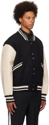 C2H4 Black & Beige Curvilinear Bomber Jacket