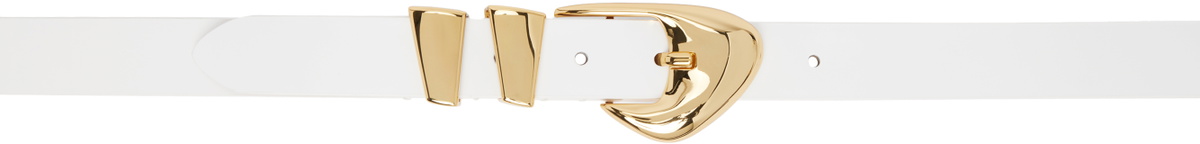 BY FAR White Moore Semi Patent Leather Belt