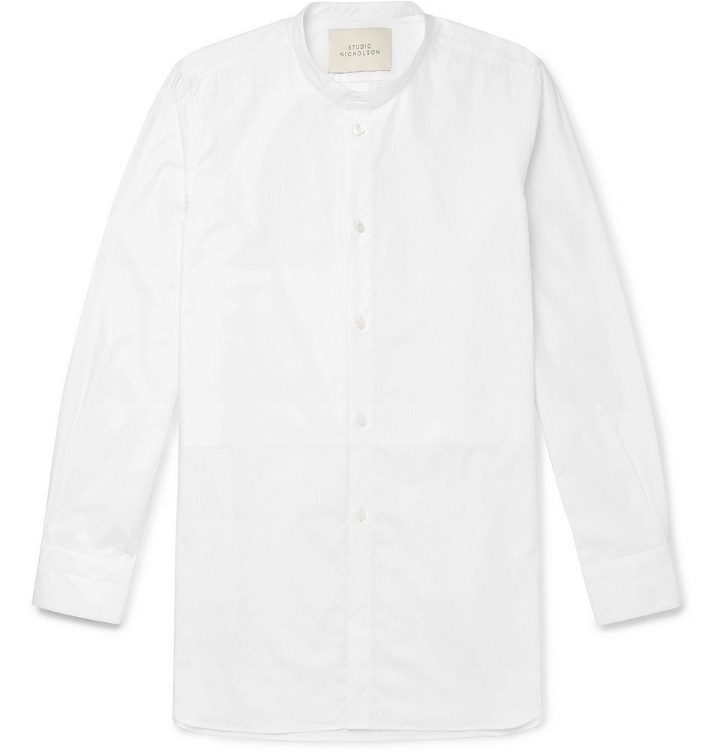 Photo: Studio Nicholson - Cortina Grandad-Collar Cotton-Poplin Shirt - Men - White