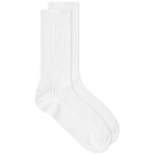 Auralee Men's Giza Cotton Sock in White