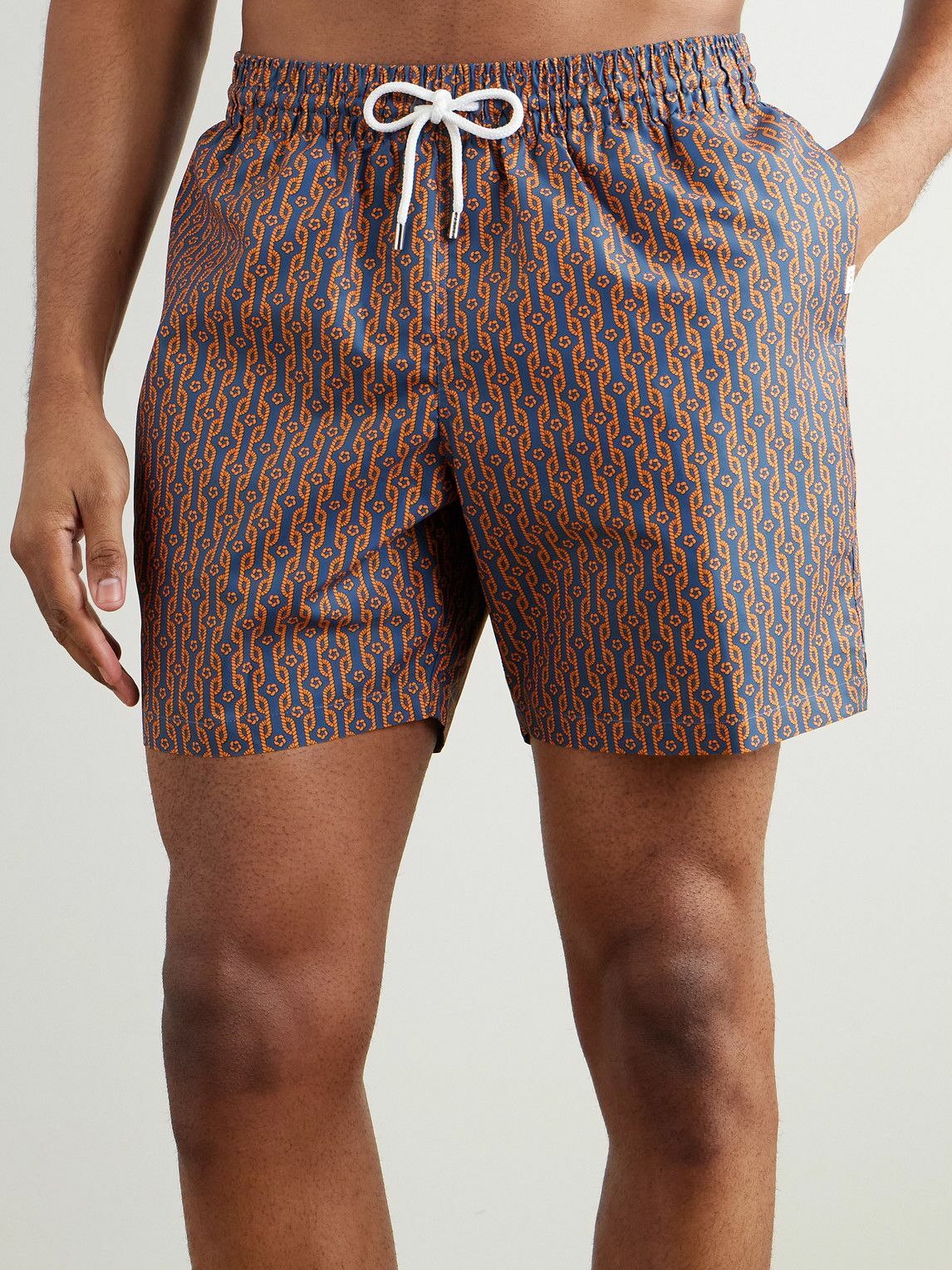 Derek Rose - Tropez Straight-Leg Mid-Length Printed Swim Shorts - Orange