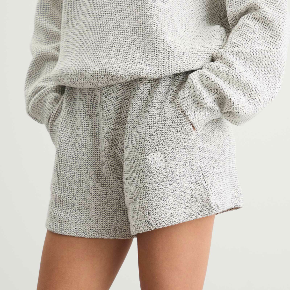 Anine Bing Women's Kam Sweat Shorts in White/Black
