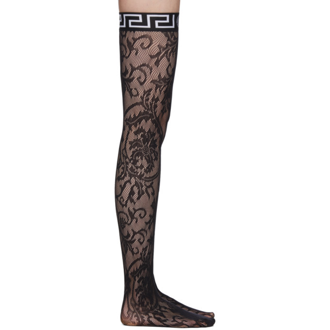 Photo: Versace Underwear Black Logo Band Lace Stockings