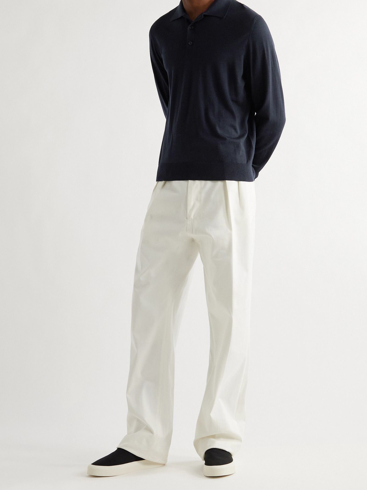 THE ROW - Diego Merino Wool Polo Shirt - Blue The Row