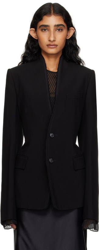 Photo: Ann Demeulemeester Black Sady Collarless Fitted Blazer