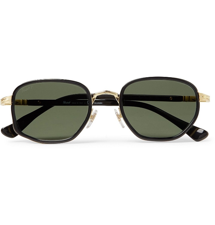 Photo: PERSOL - Round-Frame Acetate and Gold-Tone Polarised Sunglasses - Black