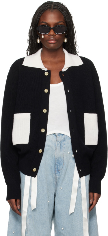 Photo: KIMHĒKIM Black & Off-White Bicolor Polo Cardigan