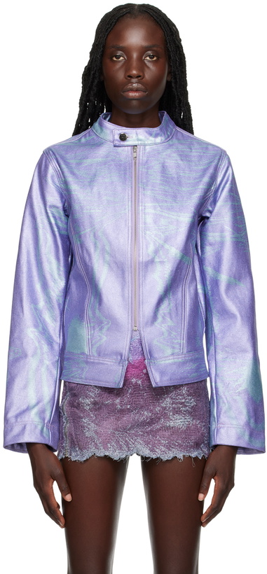 Photo: Masha Popova Purple Metallic Racing Jacket