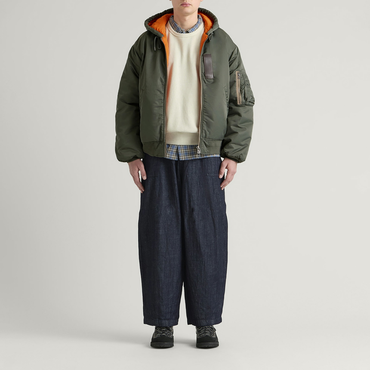 FrizmWORKS Men's Active Ma-1 Hooded Parka Jacket in Olive