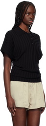RECTO Black Dolman Sleeves Knit Polo