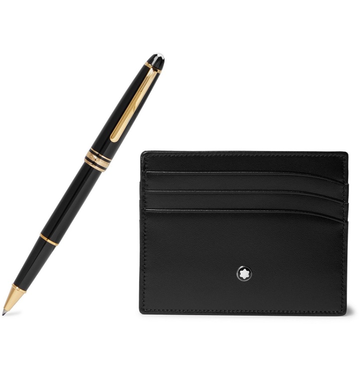 Photo: Montblanc - Meisterstück Leather Cardholder and Resin Rollerball Pen Set - Black