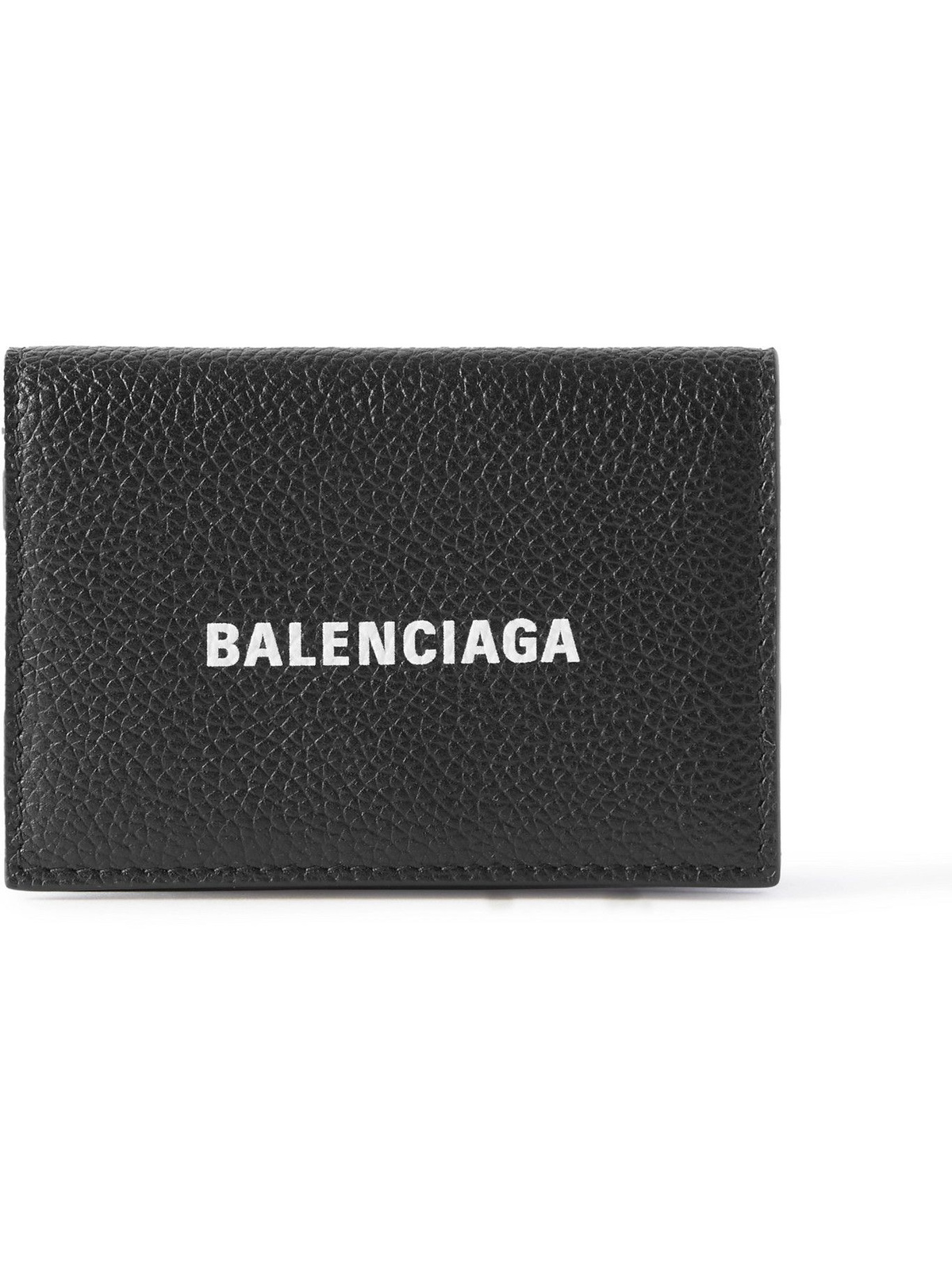 BALENCIAGA - Logo-Print Full-Grain Leather Trifold Wallet Balenciaga