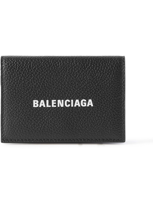 Photo: BALENCIAGA - Logo-Print Full-Grain Leather Trifold Wallet