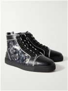 Christian Louboutin - Louis Metallic Camouflage-Print Leather High-Top Sneakers - Black