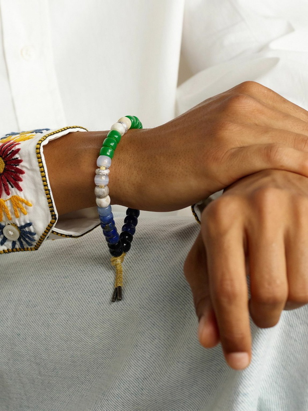Photo: Carolina Bucci - Montauk Forte 18-Karat White and Blackened Gold Multi-Stone Beaded Bracelet