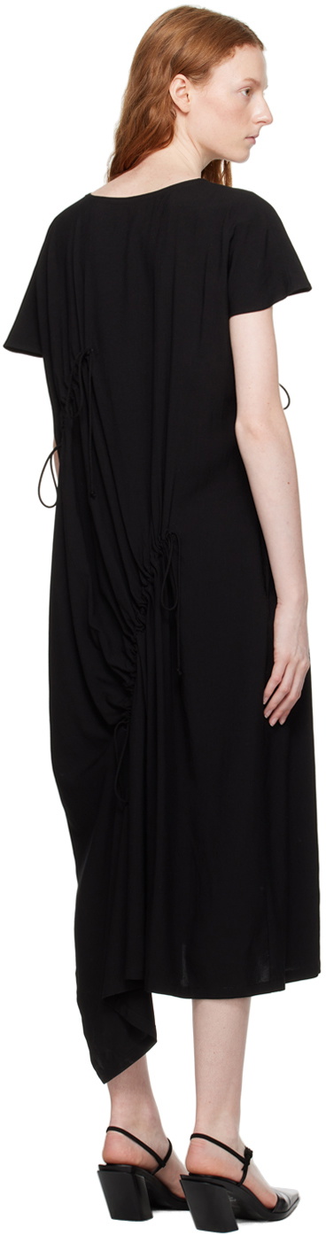 Y's Black Shirring Midi Dress
