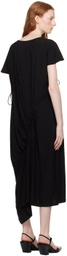 Y's Black Shirring Midi Dress