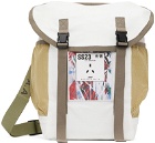 A. A. Spectrum White & Beige Knapsack Messenger Bag