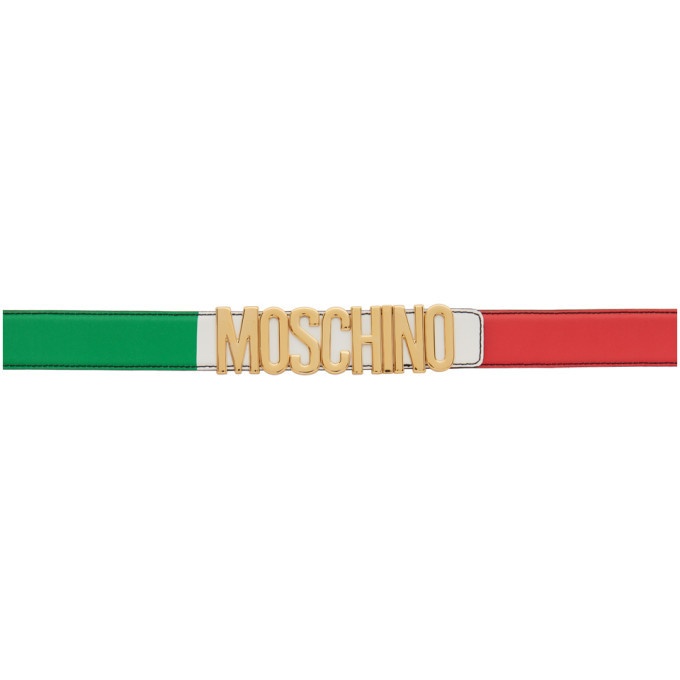 Photo: Moschino Red and Green Fantasy Print Belt