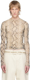 Jil Sander Beige Printed Long Sleeve T-Shirt