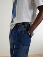 KAPITAL - Tugihagi Straight-Leg Belted Patchwork Cotton Shorts - Blue