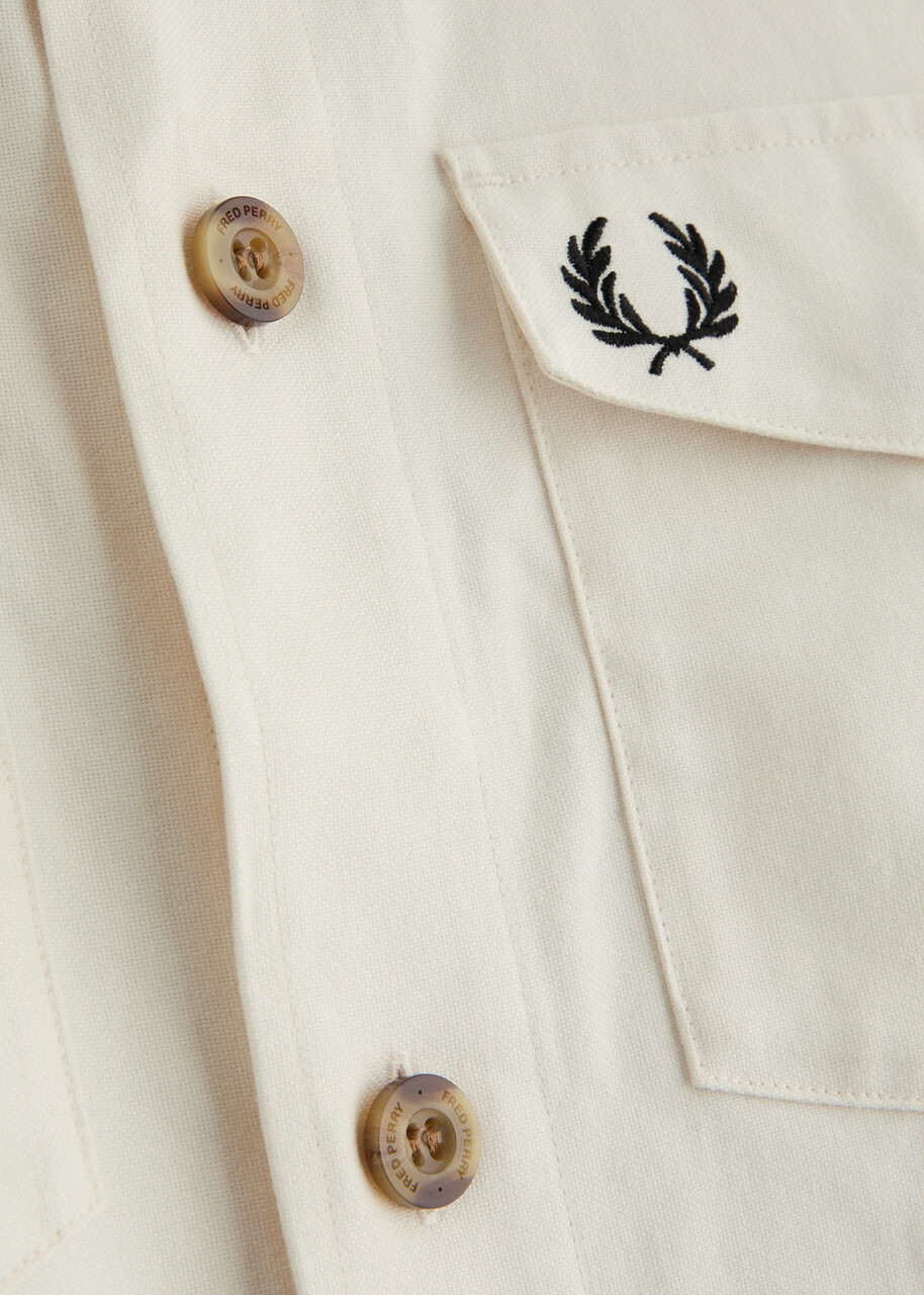 Fred Perry Logo-embroidered Cotton-twill Overshirt Cream Fred Perry