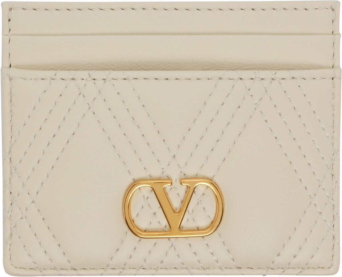 Valentino Garavani Off-White Quiltie 67 Card Holder