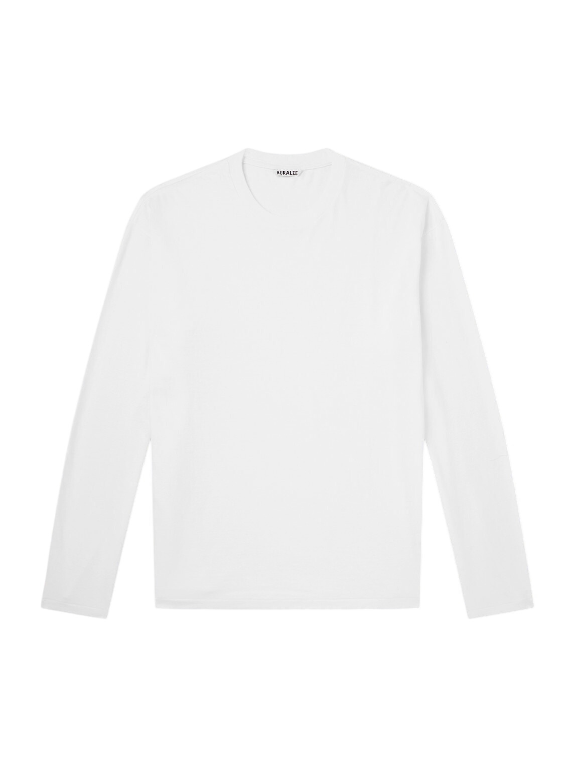 Auralee Men's Long Sleeve Mock Neck T-Shirt in White Auralee