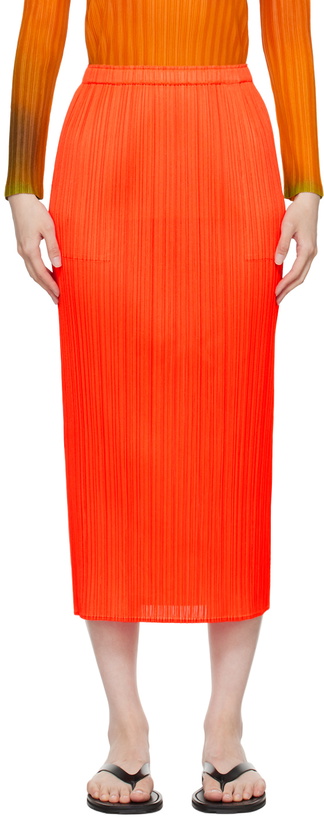 Photo: PLEATS PLEASE ISSEY MIYAKE Red Monthly Colors April Midi Skirt