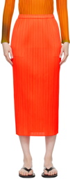 PLEATS PLEASE ISSEY MIYAKE Red Monthly Colors April Midi Skirt