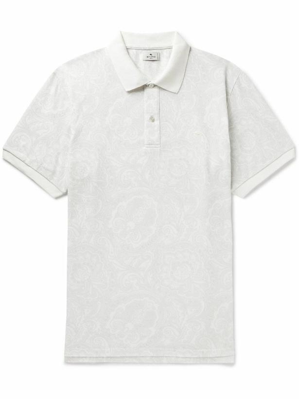 Photo: Etro - Logo-Embroidered Paisley-Print Cotton-Piqué Polo Shirt - White