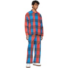 Sunnei Red and Blue Check Elastic Trousers