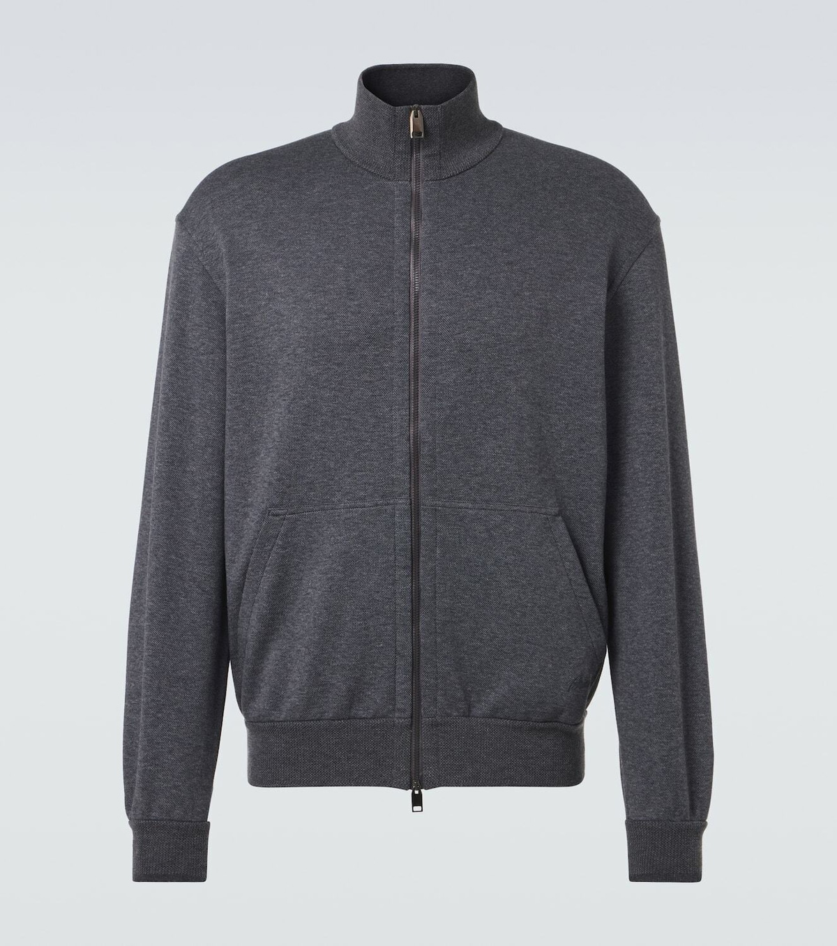Brioni Cotton-blend zip-up sweatshirt