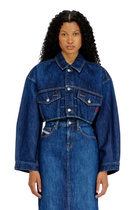 Diesel Cropped oversized denim trucker jacket - Denim Jackets Womens in Blue
