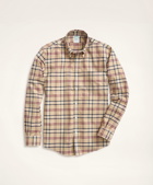 Brooks Brothers Men's Milano Slim-Fit Non-Iron Stretch Twill Tartan Shirt | Khaki