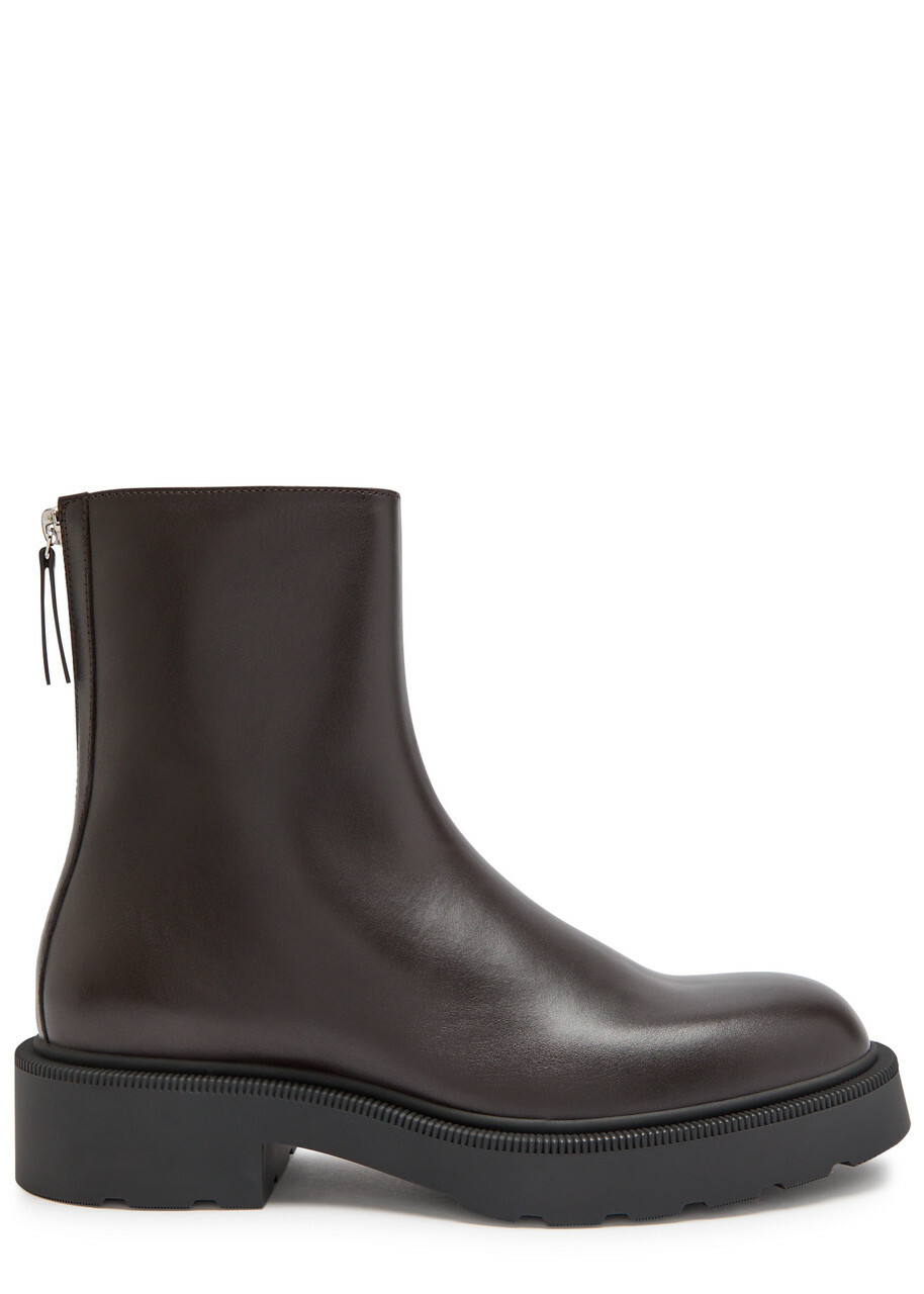 The Row Nobilis Fast Leather Ankle Boots Brown