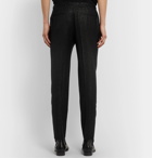 SAINT LAURENT - Metallic Pinstripe Wool-Blend Trousers - Black