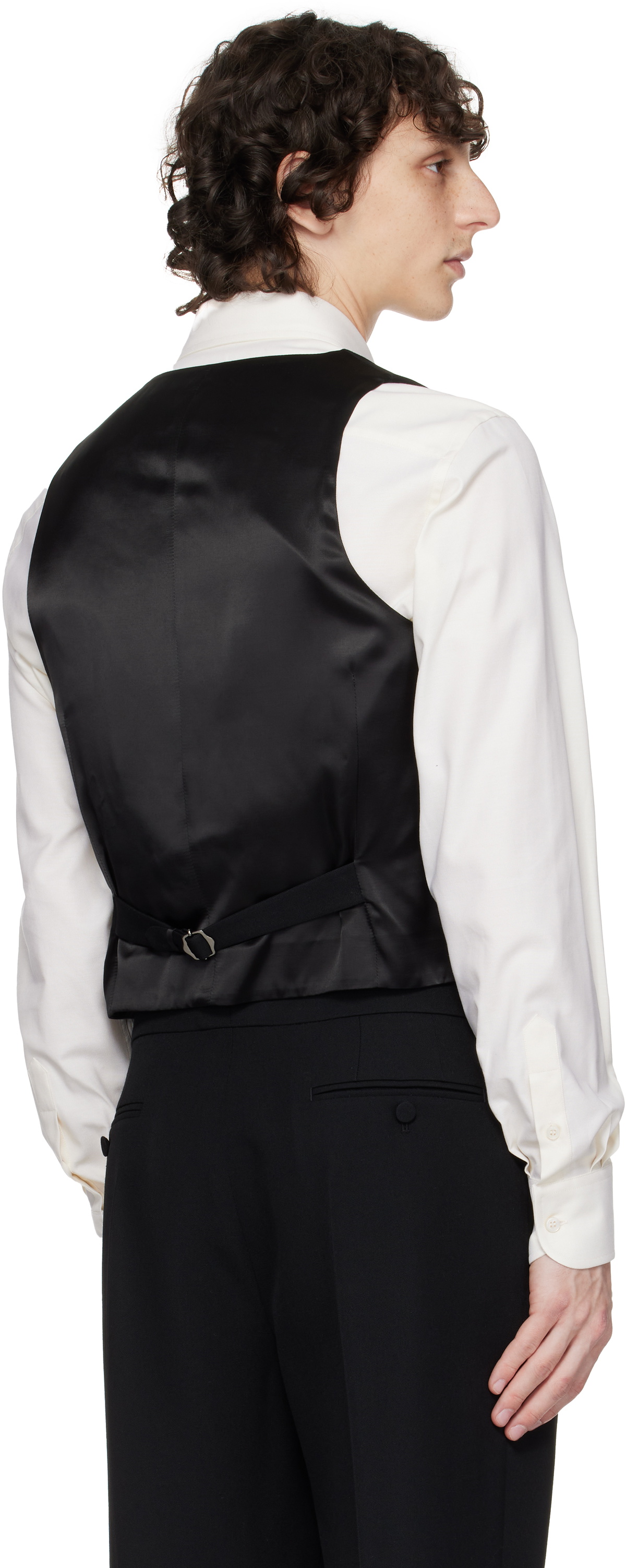 Valentino Black Wool Grain de Poudre Slim Fit Vest