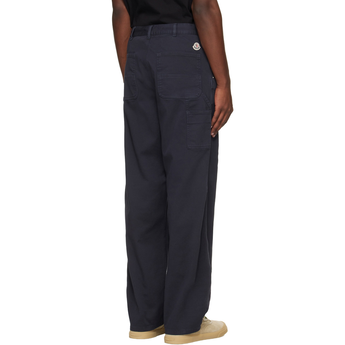 Moncler Navy Cotton Blend Gabardine Cargo Pants