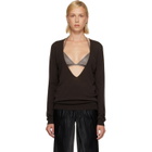 Rick Owens Brown Tower Extreme V-Neck Sweater