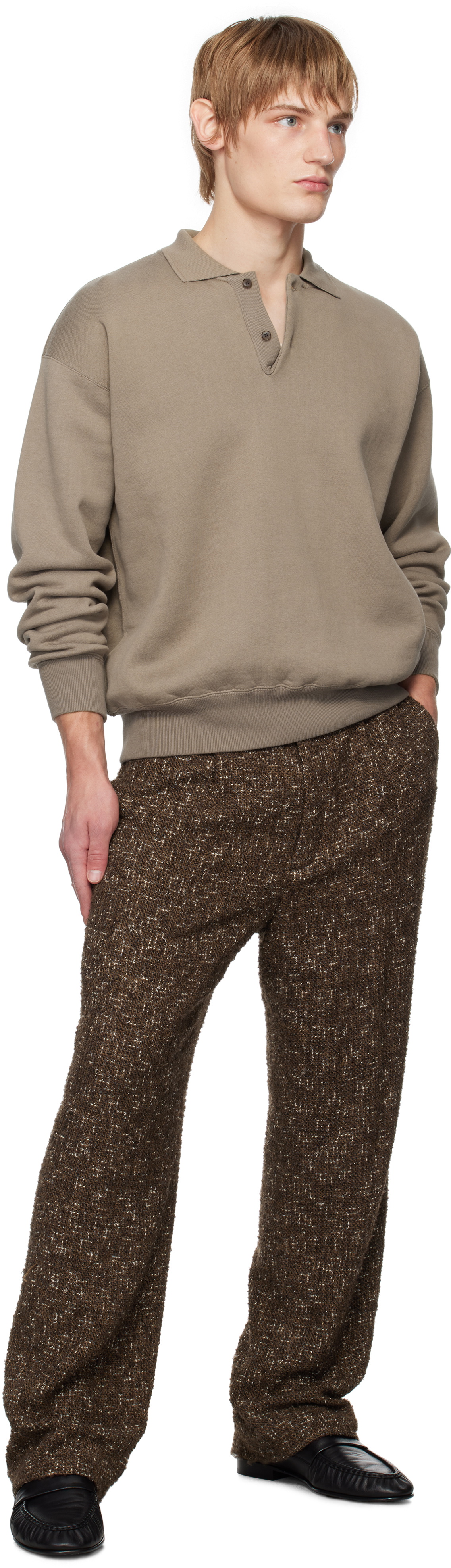 AURALEE Brown Smooth Soft Sweat Polo Auralee