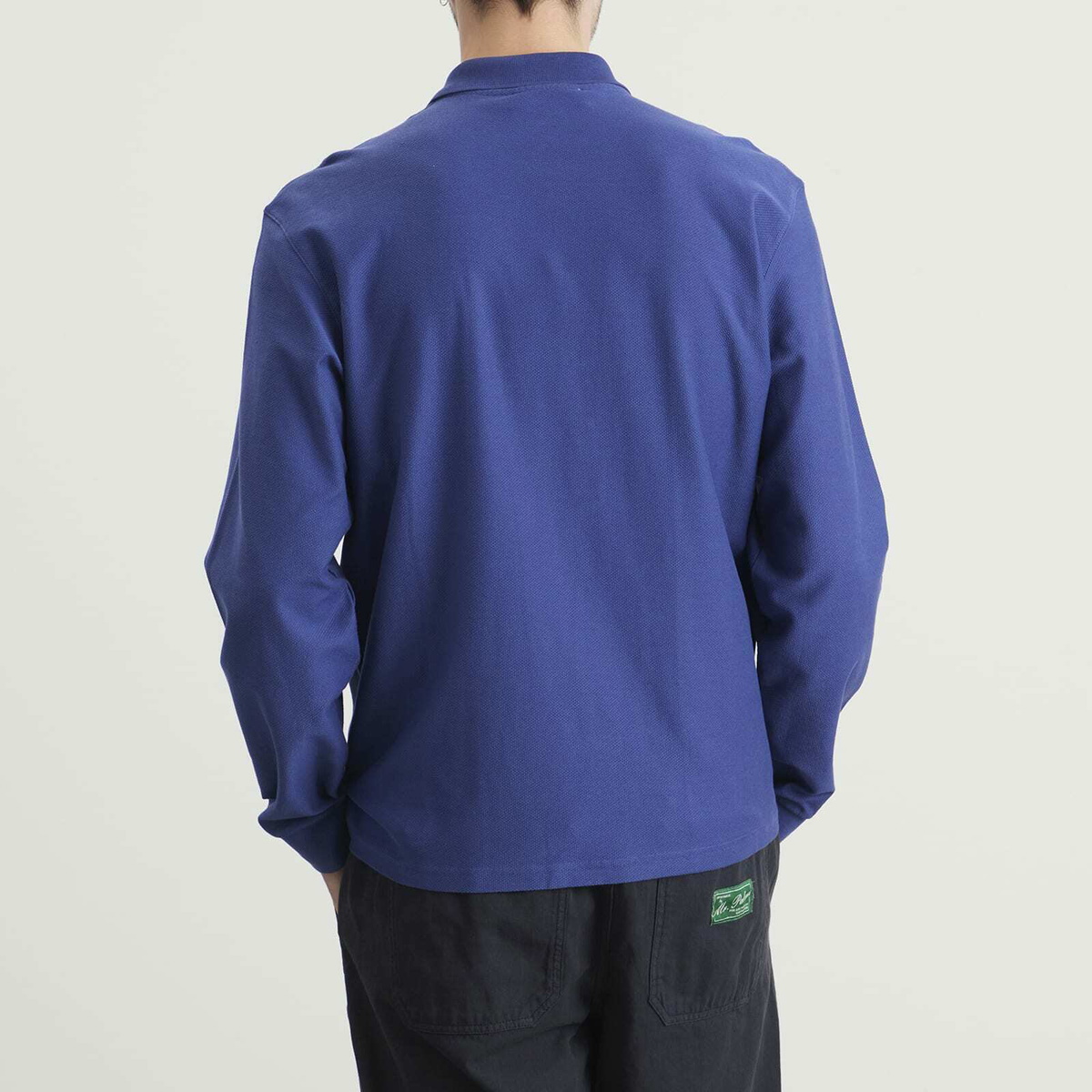 Palmes Men's Lace Long Sleeve Zip Polo in Blue