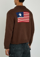 Cherry Los Angeles 1 Star Embroidered Cotton-knit Jacket Brown