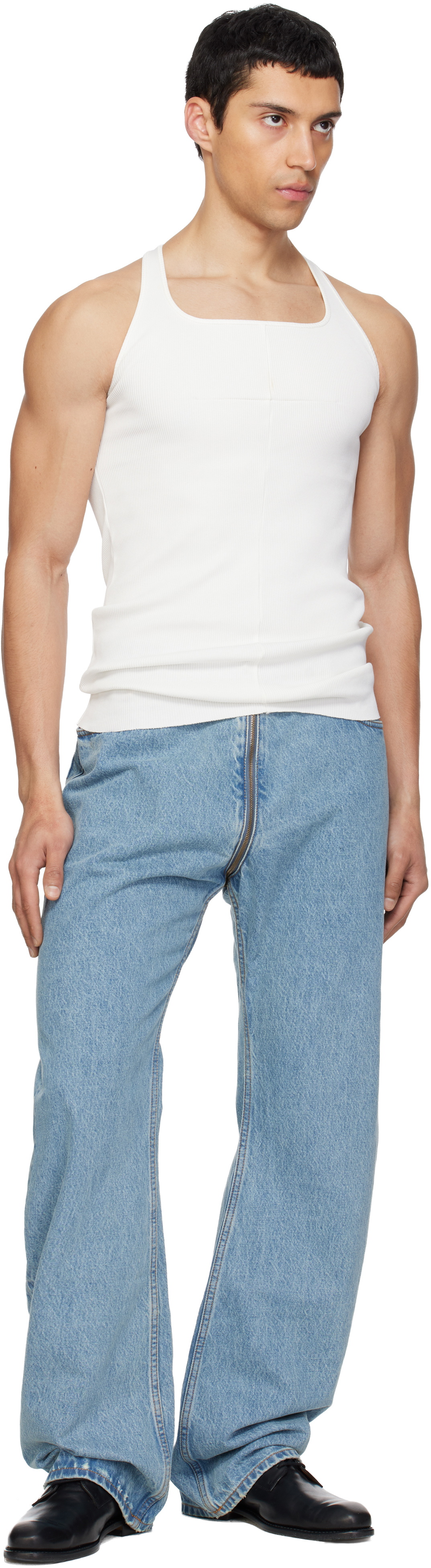 VETEMENTS Blue Allover Zip O-Leg Jeans
