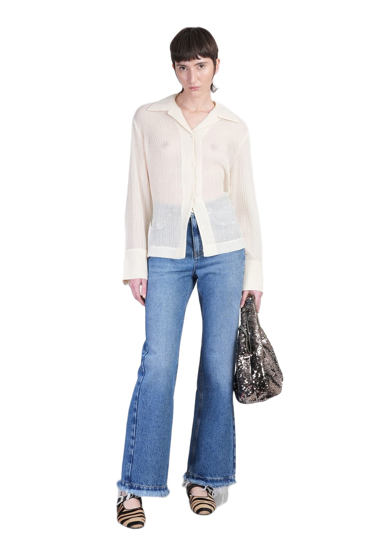 Séfr Willow Shirt In Beige Wool