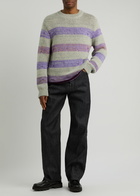 Loewe Striped-intarsia Wool-blend Jumper Grey
